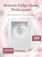 ⁦ORiTi Mini Beauty Fridge, LED Lighted Vanity Mirror for Makeup, Bathroom, Bedroom White⁩ - الصورة ⁦5⁩