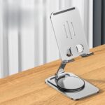 ⁦حامل موبايل قابل للطي من خليط الألومنيوم - حامل تابلت لسطح المكتب قابل للتعديل مع دوران 360 درجة من في لوكس بي ام⁩ - الصورة ⁦7⁩