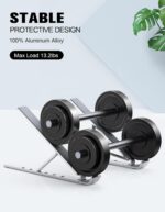 ⁦حامل لاب توب من باباكوم بارتفاع قابل للتعديل من 9 مستويات، ألومنيوم قابل للطي، حامل نوت بوك محمول متوافق مع ماك بوك برو اير ولاب توب ديل ولينوفو وتابلت 10-15.6 بوصة (فضي)⁩ - الصورة ⁦6⁩