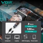 ⁦ماكينة حلاقة الشعر الاحترافية V-953 بشفرة على شكل حرف T للرجال من في جي ار، وقت تشغيل 120 دقيقة مع 3 امشاط توجيه قص (متعددة الالوان)⁩ - الصورة ⁦3⁩