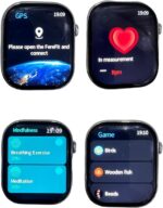 ⁦ساعة سمارت ويسمي بشاشة سوبر اموليد مع وظيفة التحكم بالإيماءات ونظام تحديد مواقع GPS وإجراء مكالمات وتتبع لياقة وصحة ومعدل ضربات قلب وطقس وكاميرا وموسيقى و3 أساور، IOS، أندرويد من ادهوماكس، اللون: فضي⁩ - الصورة ⁦3⁩