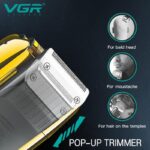 ⁦ماكينة حلاقة V-332 لاسلكية قابلة لإعادة الشحن مع ماكينة حلاقة منبثقة مع تقنية الشحن السريع 150 دقيقة مع شاشة عرض ديجيتال LED رقمية 6500-7500 دورة في الدقيقة للعناية بالوجه واللحية من في جي ار⁩ - الصورة ⁦3⁩