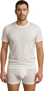 Cesar Mens Men's white cotton half-sleeve undershirt Men's white cotton half-sleeve undershirt