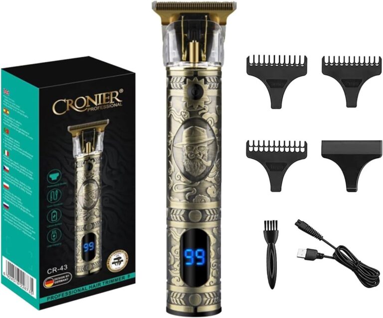 مجموعة ماكينة حلاقة الشعر واللحية الاحترافية من كونيير، لاسلكية وقابلة لاعادة الشحن بوظيفة تربو مع مشط توجيه وسلك شحن USB للرجال وافراد العائلة والحيوانات الاليفة، CR-43