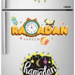 استيكر زينة رمضان للمطبخ للثلاجة والبوتاجاز والميكرواف مقاوم للماء قابل للصق والازاله، مستقل، أبيض
