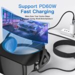 ⁦لينوك كيبل USB C الى USB C 60 واط مغطى بالنايلون لموبايل ايفون 17 برو ماكس/ 17، سلك شحن سريع بزاوية قائمة من USBC الى USBC لايفون 17 16 برو ماكس، ملحقات سامسونج S25 ايباد (2 متر)⁩ - الصورة ⁦3⁩