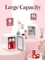 ⁦ORiTi Mini Beauty Fridge, LED Lighted Vanity Mirror for Makeup, Bathroom, Bedroom White⁩ - الصورة ⁦6⁩