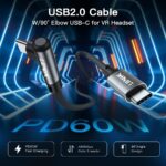 ⁦لينوك كيبل USB C الى USB C 60 واط مغطى بالنايلون لموبايل ايفون 17 برو ماكس/ 17، سلك شحن سريع بزاوية قائمة من USBC الى USBC لايفون 17 16 برو ماكس، ملحقات سامسونج S25 ايباد (2 متر)⁩ - الصورة ⁦2⁩