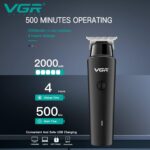 ماكينة تشذيب الشعر الاحترافية اللاسلكية القابلة لاعادة الشحن V-933 من في جي ار ببطارية ليثيوم 2000 مللي امبير وكابل شحن USB وشفرة دقيقة وزر تشغيل - ايقاف و3 امشاط توجيهية للرجال وقت التشغيل: 500 - الصورة 2