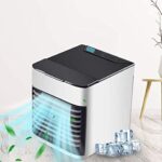 جهاز مبرد الهواء المحمول بمنفذ USB، مبرد هواء صغير بمروحة قطبية للاستخدام الشخصي، جهاز تعديل رطوبة الجو بـ 3 سرعات قابلة للتعديل واضاءة LED ملونة، مروحة تبريد للمكتب والمنزل