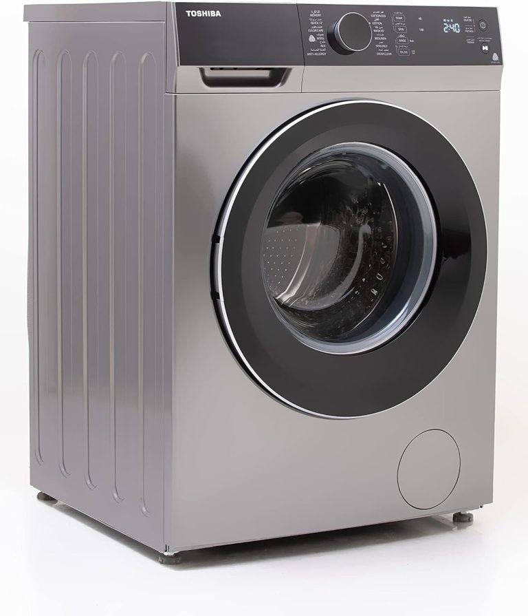 غسالة تحميل أمامي TW-BJ90M4EG(SK) بمحرك انفرتر 12 برنامج سرعة 1400 RPM سعة 8 كجم من توشيبا، لون فضي