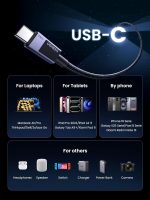 كابل شحن سريع L513 USB-C إلى USB-C PD من يوجرين بطول 2 م لون رمادي سبيس جراي - الصورة 4