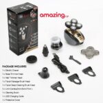 ⁦THE PACK Electric Razor for Men, 5 in 1 | Amazing.EGP | Rechargeable Wet & Dry Rotary Shaver | | Cordless Grooming Kit with Beard, Nose, Ear, Body, Facial Cleansing Brush⁩ - الصورة ⁦5⁩