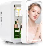 ORiTi Mini Beauty Fridge, LED Lighted Vanity Mirror for Makeup, Bathroom, Bedroom White