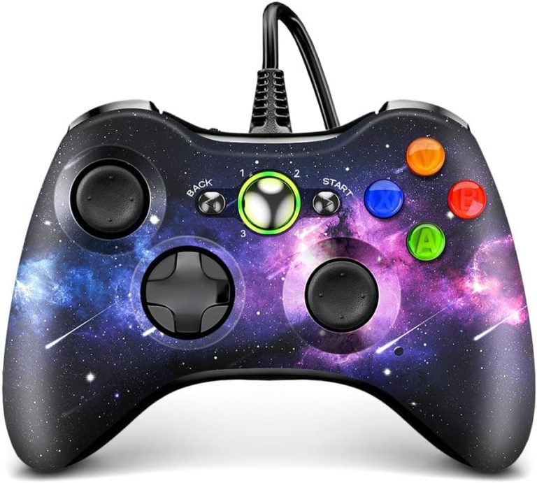وحدة تحكم سلكية للكمبيوتر Xbox 360 من اتشيليز، وحدة تحكم العاب للكمبيوتر ستيم واكس بوكس 360 مع اهتزاز مزدوج متوافقة مع Xbox 360 سليم والكمبيوتر بنظام ويندوز 7 و8 و10 و11