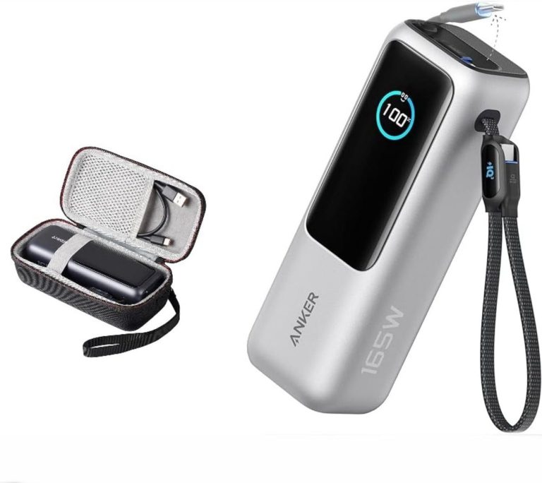 شاحن باور بانك زولو من انكر (25 ألف مللي امبير 165 واط، USB نوع C مدمج وكابل قابل للسحب) شاحن محمول عالي السرعة 1 USB-C، 1 USB نوع A، حزمة بطارية لآيفون 16/15/15 برو/15 برو ماكس/ماك بوك (متضمن جراب)