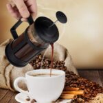 ⁦ماكينة تحضير القهوة والشاي الفرنسية لتحضير القهوة من زجاج بوروسيليكات وفلتر متين ومقاوم للحرارة من الفولاذ المقاوم للصدأ من ECVV (600 ملليلتر، أسود)⁩ - الصورة ⁦2⁩