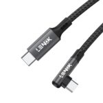 ⁦لينوك كيبل USB C الى USB C 60 واط مغطى بالنايلون لموبايل ايفون 17 برو ماكس/ 17، سلك شحن سريع بزاوية قائمة من USBC الى USBC لايفون 17 16 برو ماكس، ملحقات سامسونج S25 ايباد (2 متر)⁩ - الصورة ⁦8⁩