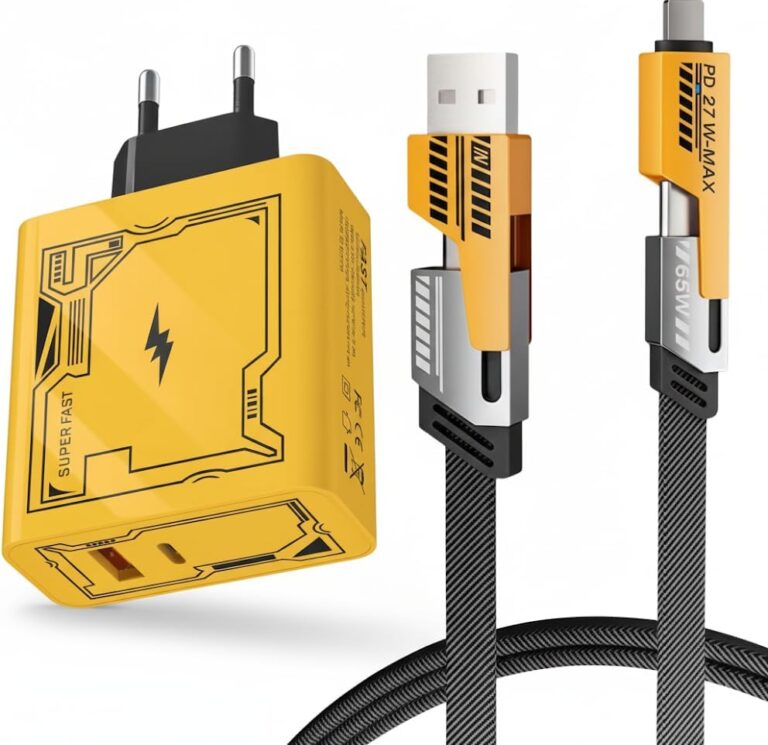 120W USB C Charger with 2-in-1 Cable (Type-C & Lightning), Fast Wall Adapter Compatible with iPhone 16/15/14/13 Pro Max, Samsung S25/S24 Ultra, iPad & Tablets (EU Plug)