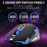 ⁦ماوس بلوتوث SC200 قابل لاعادة الشحن من اولا، ماوس العاب لاسلكي LED مع ازرار جانبية، DPI قابل للتعديل متعدد الاجهزة (BT5.0+BT3.0+2.4G) ماوس العاب مكتبية للكمبيوتر وماك واللابتوب والتابلت والجوال، اسود⁩ - الصورة ⁦4⁩