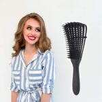 ⁦فرشاة فك تشابك الشعر، فرشاة طبيعية لفك تشابك الشعر الرطب، فرشاة للشعر المجعد من اودي (لون أسود)⁩ - الصورة ⁦4⁩