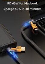 ⁦120W USB C Charger with 2-in-1 Cable (Type-C & Lightning), Fast Wall Adapter Compatible with iPhone 16/15/14/13 Pro Max, Samsung S25/S24 Ultra, iPad & Tablets (EU Plug)⁩ - الصورة ⁦3⁩