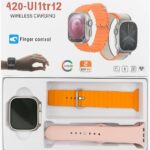 A20 Ultra 2 Smart Watch – Stylish Design with AMOLED Display, Touch Control & Wireless Charging – Two Different Color Bands (Pink)