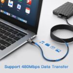 ⁦لينوك كيبل USB C الى USB C 60 واط مغطى بالنايلون لموبايل ايفون 17 برو ماكس/ 17، سلك شحن سريع بزاوية قائمة من USBC الى USBC لايفون 17 16 برو ماكس، ملحقات سامسونج S25 ايباد (2 متر)⁩ - الصورة ⁦4⁩