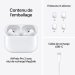 ابل سماعات اذن لاسلكية ايربودز برو (الجيل الثاني) مع شحن USB نوع سي، سماعات بلوتوث بخاصية الغاء الضوضاء اكثر نشاطا، وضع الشفافية، صوت تكيفي، صوت مكاني مخصص، أبيض، داخل الأذن - الصورة 7