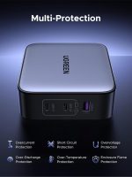 شاحن حائط سريع 65 وات من يوجرين، بمنفذ USB C مع 3 منافذ، قابس أمريكي/بريطاني/أوروبي للسفر متوافق مع ماك بوك برو/اير، ديل اكس بي اس، آيفون 14 برو ماكس، اي باد، جالاكسي S23 S22، ستيم ديك - الصورة 5