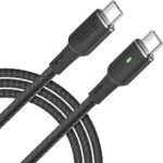 ⁦كيبل شحن سريع من USB-C الى USB-C بقدرة 100 واط | مضفر | مؤشر LED | موصل قوي من الستانلس ستيل⁩ - الصورة ⁦2⁩