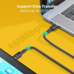 ⁦كيبل شحن سريع من USB-C الى USB-C بقدرة 100 واط | مضفر | مؤشر LED | موصل قوي من الستانلس ستيل⁩ - الصورة ⁦5⁩