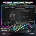 ماوس ألعاب ريكونتك بإضاءة ار جي بي سلكي USB مع (زر لإطلاق النار) - 8 أزرار - 7200 نقطة لكل بوصة - إضاءة خلفية ار جي بي - ماوس ألعاب بصري مريح مع أزرار جانبية للكمبيوتر الشخصي واللاب توب - الصورة 8