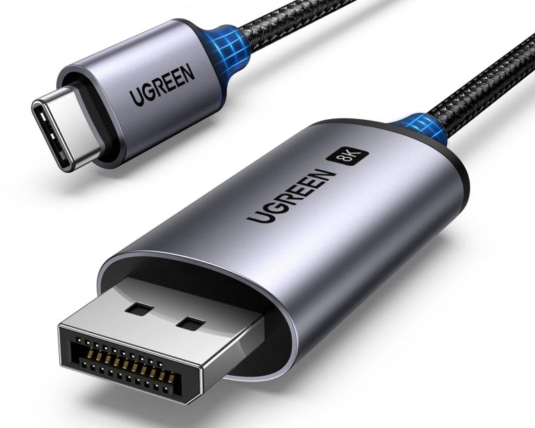 UGREEN USB C to DisplayPort 1.4 Cable 8K@60Hz 4K@240Hz Thunderbolt 4/3 to DisplayPort Cord USB C to DP 1.4 32.4Gbps Braided Compatible iPhone 15, MacBook Pro/Air, iPad, Mac Mini, Galaxy, XPS 17, 10FT