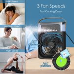 NTMY Personal Air Cooler, Portable Air Conditioner Fan, Mini Evaporative Cooler with 7 Colors LED Light, 1/2/3 H Timer, 3 Wind Speeds and 3 Spray Modes for Your Desk, Nightstand, or Coffee Table - الصورة 2
