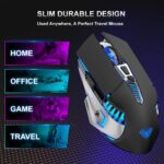 ⁦ماوس بلوتوث SC200 قابل لاعادة الشحن من اولا، ماوس العاب لاسلكي LED مع ازرار جانبية، DPI قابل للتعديل متعدد الاجهزة (BT5.0+BT3.0+2.4G) ماوس العاب مكتبية للكمبيوتر وماك واللابتوب والتابلت والجوال، اسود⁩ - الصورة ⁦7⁩