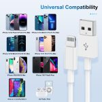 كابل شاحن آيفون معتمد من أبل بطول 0.9 متر من تومابر، كابل لايتنينج إلى USB، شحن سريع 2.4 أمبير، شواحن طويلة لموبايل أبل 13/12/11/11 برو/11 ماكس/X/XS/XR/XS ماكس/8/7/6، أبيض (C36W4) - الصورة 6
