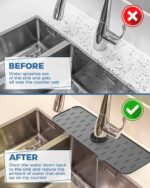 ⁦Kitchen Sink Splash Guard - 18 inch Silicone Faucet Handle Drip Catcher Tray, Dish Soap Sponge Holder Mat Behind Faucet, Kitchen Gadgets Sink Accessories Drying Mat Sink Caddy Organizer for Kitchen⁩ - الصورة ⁦5⁩