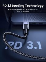كابل شحن سريع L513 USB-C إلى USB-C PD من يوجرين بطول 2 م لون رمادي سبيس جراي - الصورة 3