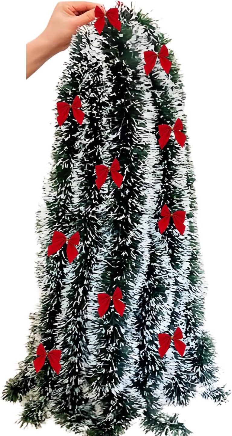 10 Meters Christmas Tinsel Garlands Christmas Chunky Tinsel Xmas Metallic Twist Garland Xmas Tinsel Hanging Decoration for Christmas Tree Decorations Wedding Party Supplies (green white)