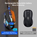 ⁦ماوس بلوتوث SC200 قابل لاعادة الشحن من اولا، ماوس العاب لاسلكي LED مع ازرار جانبية، DPI قابل للتعديل متعدد الاجهزة (BT5.0+BT3.0+2.4G) ماوس العاب مكتبية للكمبيوتر وماك واللابتوب والتابلت والجوال، اسود⁩ - الصورة ⁦8⁩