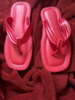 ⁦شبشب حريمى أحمر سبع نعل طبي مريح - شبشب خروج ومنزل - شبشب شاطئ شبشب شبشب شبشب أحمر Flip Flops For Women & Girls, Non Slip & Soft Outdoor, indoor & Beach - Medical & Comfortable Leather⁩ - الصورة ⁦3⁩