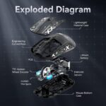 ⁦ماوس ألعاب X6 لاسلكي خفيف الوزن مع شريط لاصق مضاد للانزلاق، تصميم ذاتي الالتصاق بمقابض جانبية محسنة، ملصقات ووسادات/معجون مضادة للتعرق قابلة للتعديل من اتاك شارك (أسود)⁩ - الصورة ⁦5⁩