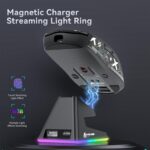 ⁦ماوس ألعاب X6 لاسلكي خفيف الوزن مع شريط لاصق مضاد للانزلاق، تصميم ذاتي الالتصاق بمقابض جانبية محسنة، ملصقات ووسادات/معجون مضادة للتعرق قابلة للتعديل من اتاك شارك (أسود)⁩ - الصورة ⁦4⁩