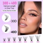 ⁦مجموعة وصلات رموش فردية مكونة من 280 قطعة، مجموعة وصلات رموش مجعدة D 30D 40D 9-16 ملم، مجموعات رموش مختلطة مع رباط رموش وختم وآداه وضع الرموش للاستخدام الذاتي في المنزل⁩ - الصورة ⁦2⁩