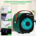 ⁦مكيفات هواء محمولة قابلة لاعادة الشحن، مكيف هواء صغير 5200mAh، مبرد هواء شخصي مع 3 سرعات، مكيف هواء مكتب صغير لغرفة النوم والمكتب والاماكن الخارجية والتخييم⁩ - الصورة ⁦6⁩