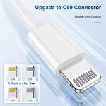 كابل شاحن آيفون معتمد من أبل بطول 0.9 متر من تومابر، كابل لايتنينج إلى USB، شحن سريع 2.4 أمبير، شواحن طويلة لموبايل أبل 13/12/11/11 برو/11 ماكس/X/XS/XR/XS ماكس/8/7/6، أبيض (C36W4) - الصورة 5