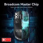 ⁦ماوس ألعاب X6 لاسلكي خفيف الوزن مع شريط لاصق مضاد للانزلاق، تصميم ذاتي الالتصاق بمقابض جانبية محسنة، ملصقات ووسادات/معجون مضادة للتعرق قابلة للتعديل من اتاك شارك (أسود)⁩ - الصورة ⁦7⁩