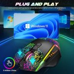 ماوس ألعاب ريكونتك بإضاءة ار جي بي سلكي USB مع (زر لإطلاق النار) - 8 أزرار - 7200 نقطة لكل بوصة - إضاءة خلفية ار جي بي - ماوس ألعاب بصري مريح مع أزرار جانبية للكمبيوتر الشخصي واللاب توب - الصورة 6