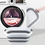 ⁦سبت غسيل بلاستيكي قابل للطي مع مقابض، موفر للمساحة⁩ - الصورة ⁦7⁩